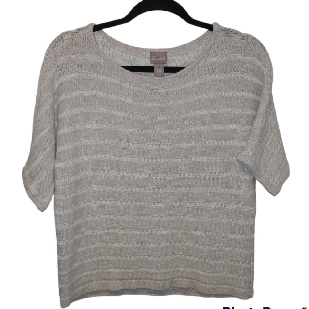 Chicos size one cotton blend knit batwing short sleeve top